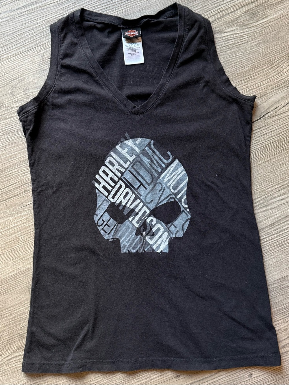 Harley Davidson Womens Tank Top Small Black Skull Graphic Pelham AL Sleeveless